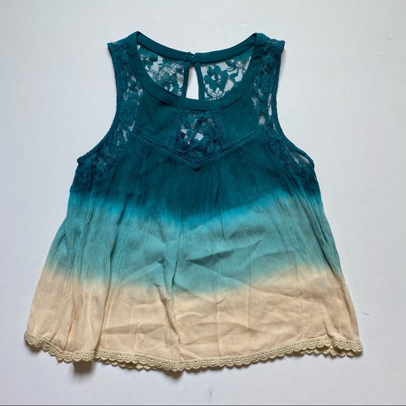 Patrons of Peace Ombré + Lace Tank Top Size M - Picture 2 of 8